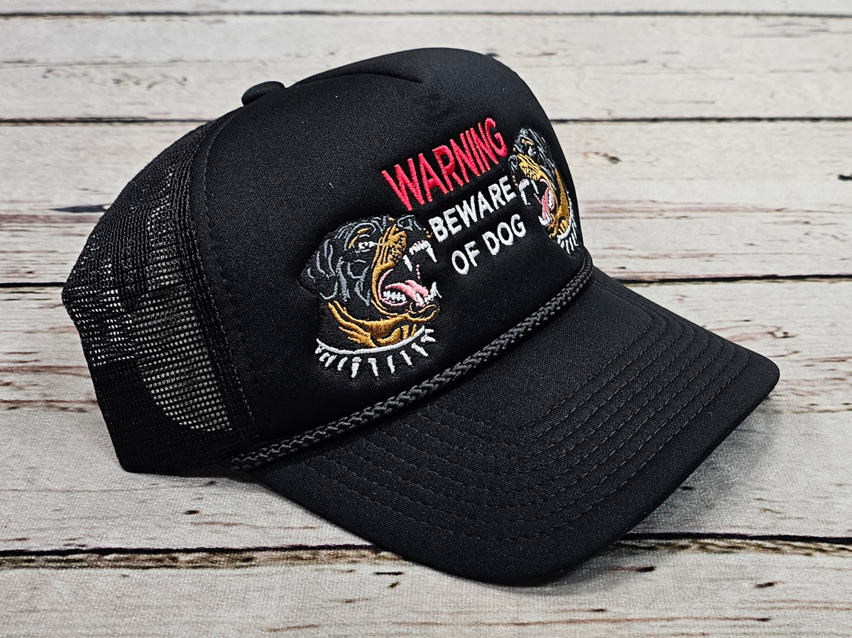 ?‍? FIELD GRADE BEWARD OF DOGS TRUCKER HAT ?‍? BEWARE OF DOG BLACK TWILL MESHBACK TRUCKER HAT main image 2