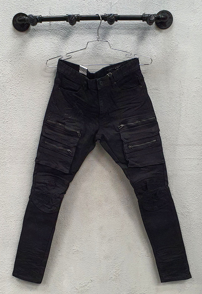 Shop Smoke Rise Multi Utility Cargo Jeans JP21502J-BLK black