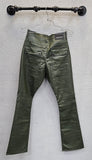 First Row PU Leather Stack Pants, Olive