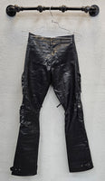 First Row PU Leather Stack Pants, Black