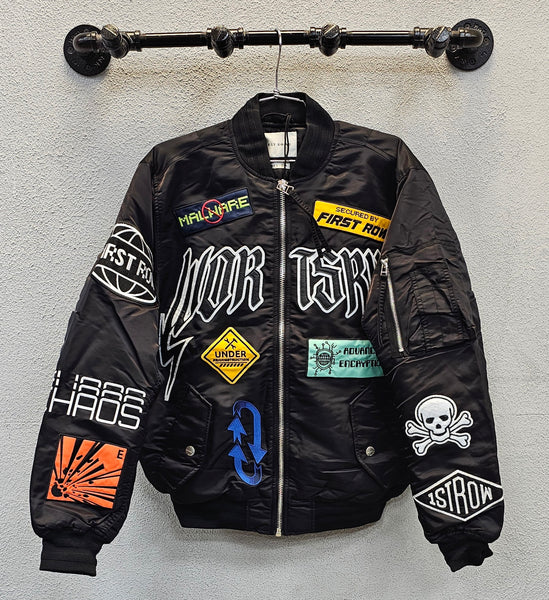 First Row MA-1 Caution Multi Patches Jacket