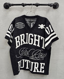First Row Bright Future Varsity Jacquard Knit Tee, Black