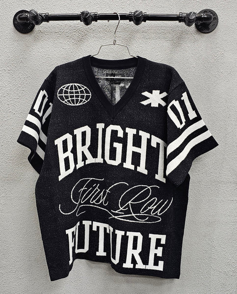 First Row Bright Future Varsity Jacquard Knit Tee, Black
