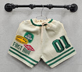 First Row Varsity Jacquard Knit Short, Cream