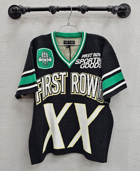 First Row Sporting Varsity Jacquard Knit Tee, Black & Green