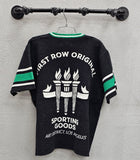 First Row Sporting Varsity Jacquard Knit Tee, Black & Green