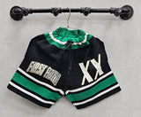 First Row Sporting Varsity Jacquard Knit Short, Black & Green
