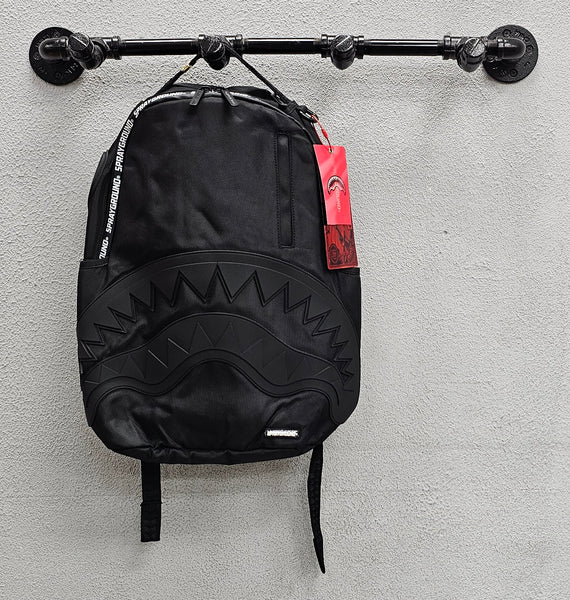 Sprayground Rubber Shark Blackout White Tape Backpack