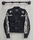 Preme PR-WJKT-244 Western Cropped Denim Jacket, Black