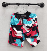 M Society Camo Shirt & Shorts Set, Fuchsia Camo